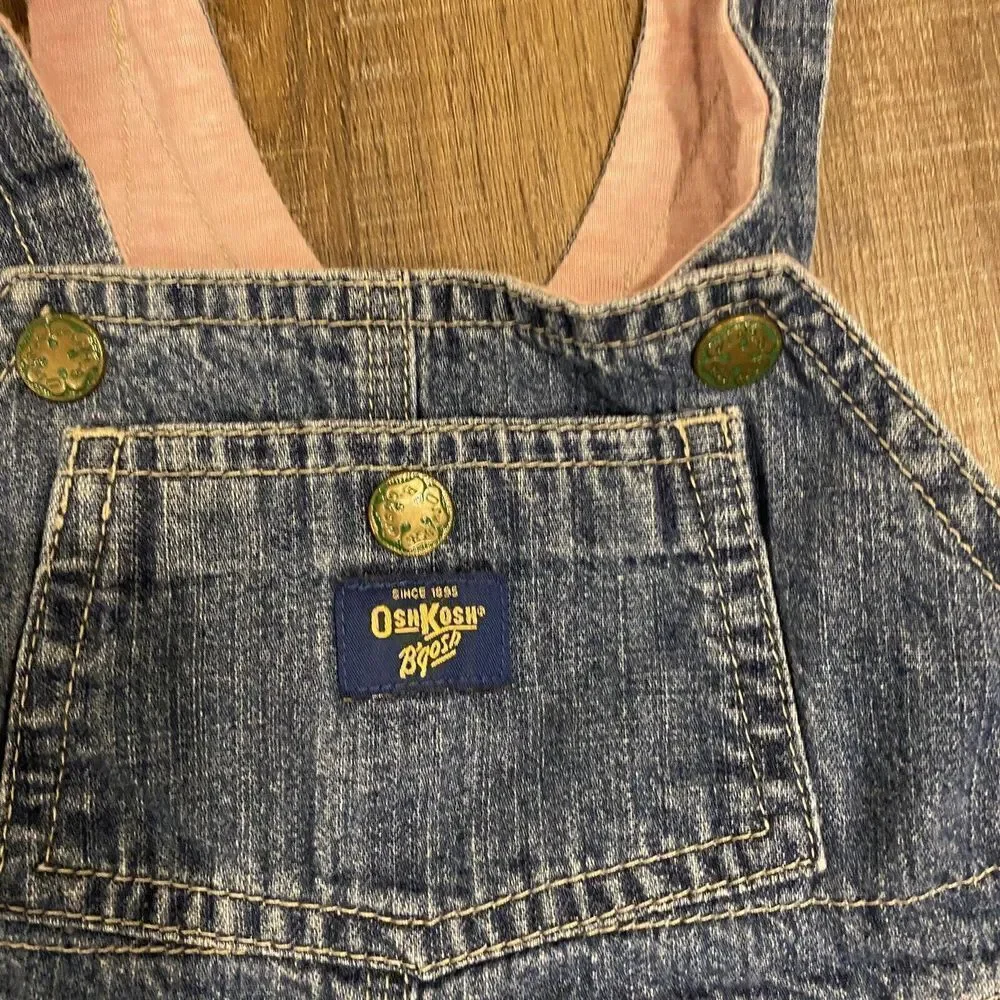 OshKosh Snap Lined Blue Denim Overall Jumper Vestbak‎ Dress Size 12-18 Months